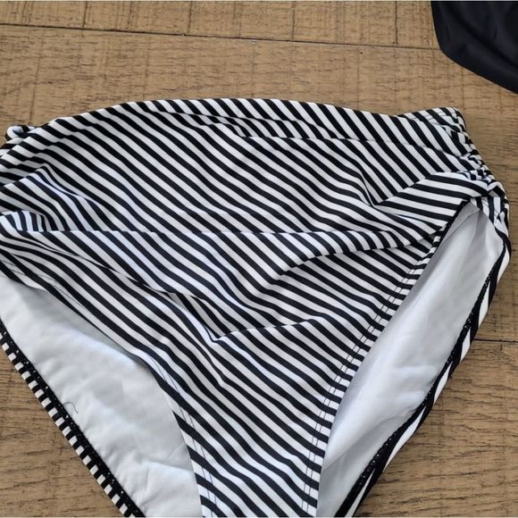 NEW HIGH WAIST BIKINI TOP QUALITY STRIPS summer swim suit bathing suit ruffle pl - Picture 7 of 9